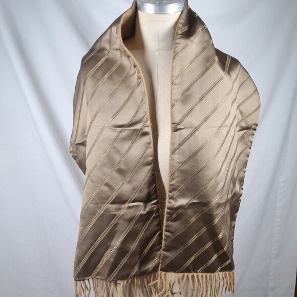 Giorgio Armani Made in Italy 2 Sided Tan Winter Muffler Scarf - Picture 6 of 8